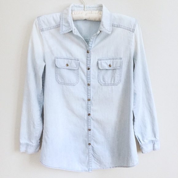 Rubbish Tops - Rubbish Soft Chambray Button Down Shirt Cotton